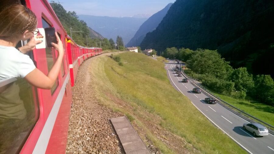 From Milan: Bernina Train, Swiss Alps & St. Moritz Day Trip - The quick stops: Lake Como pass-by and Colico Piano coffee time