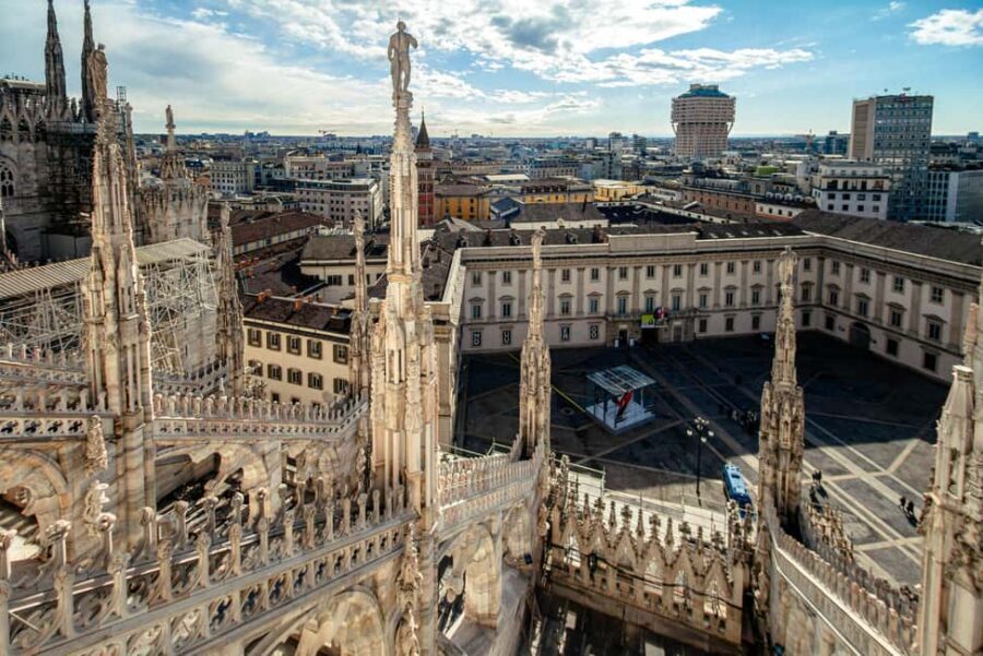 Milan Duomo Cathedral and Rooftop Terrace Guided Tour - Rooftop terrace by elevator: the skyline view and the stair reality